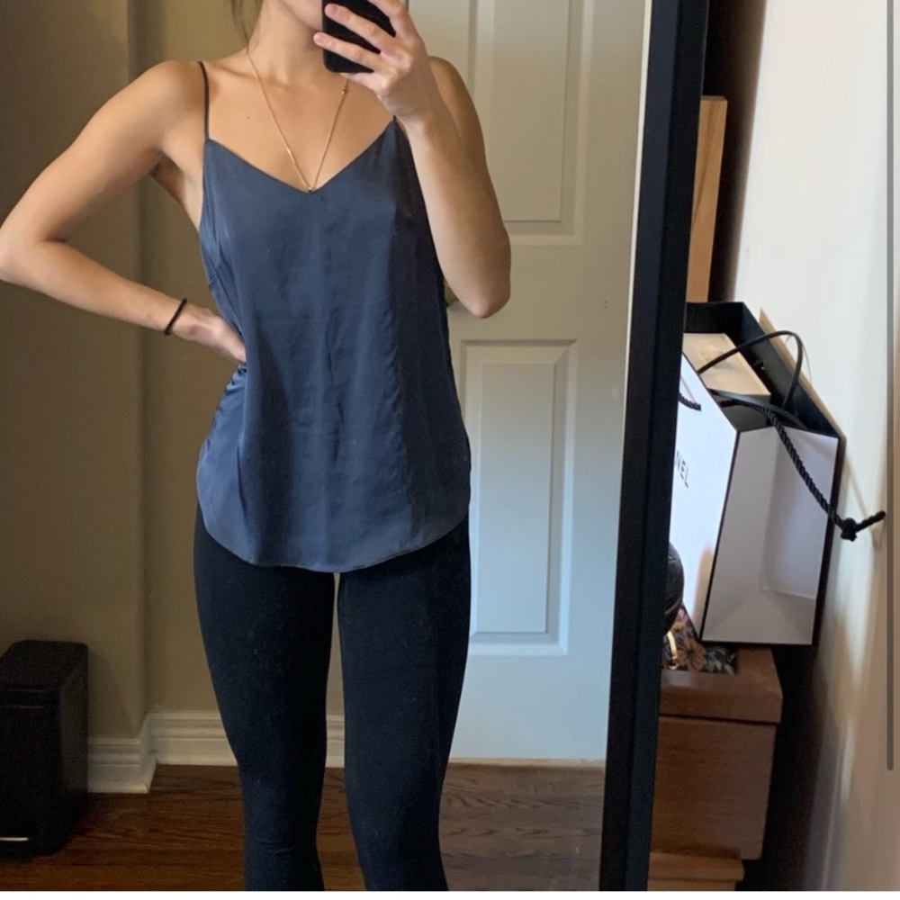 Blue satin top